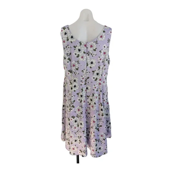 Eva Rose | Dresses | Eva Rose Plus Size X Fit Flare Dress Purple Floral Knee  Length Sleeveless | Poshmark